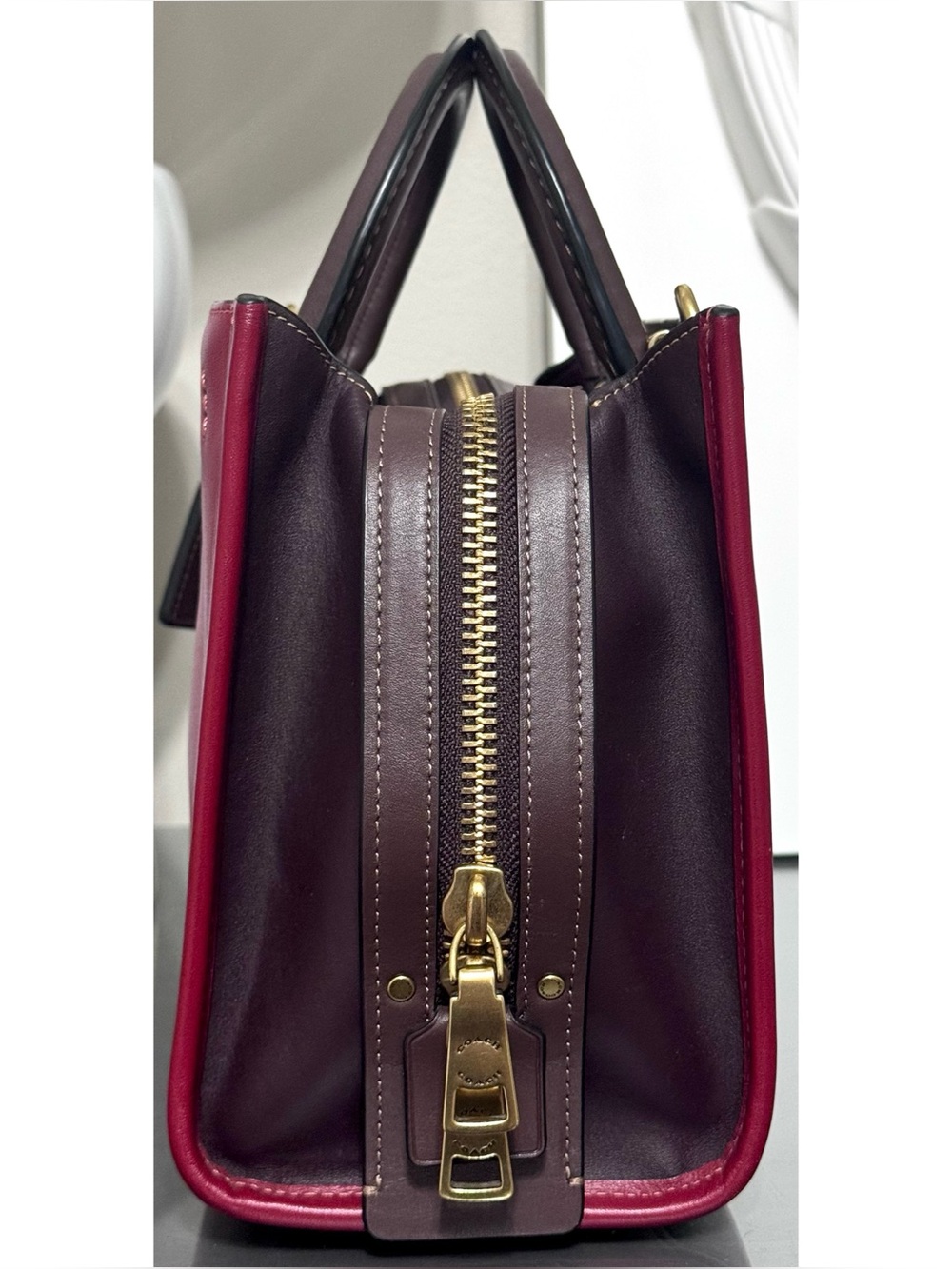 COACH Rogue 25 Brick Red Multi Leather Satchel Crossbody Bag - Picture 4 of 10